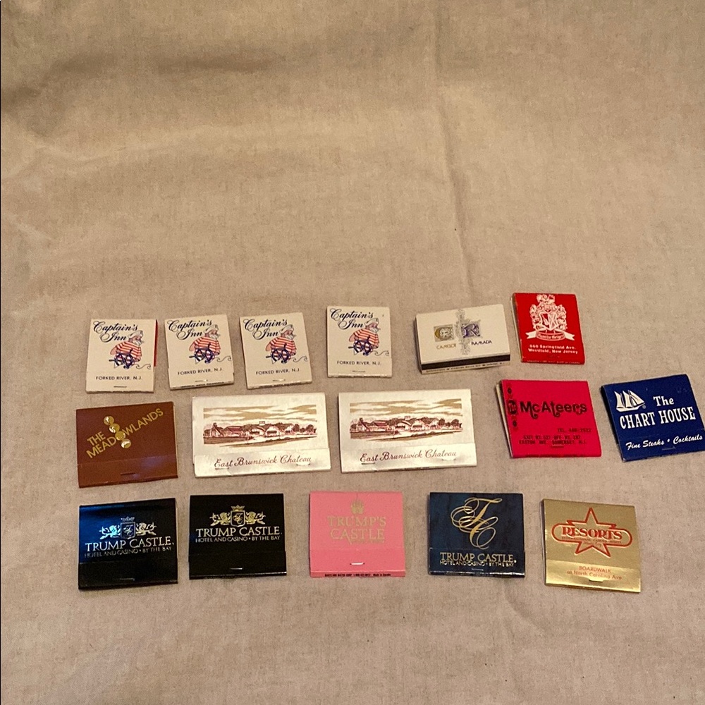 Collection of vintage New Jersey matchbooks.
Circa 1980s.